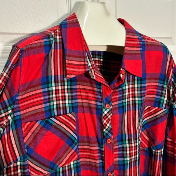 Terra & Sky Colorful Plaid Button Down Shirt - Picture 2 of 5